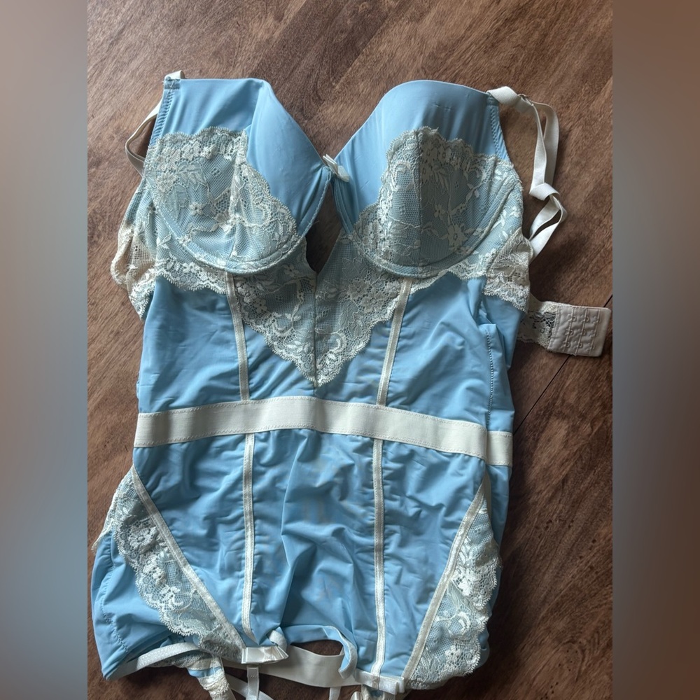 Elegant Blue Lace Bodysuit. Intimates